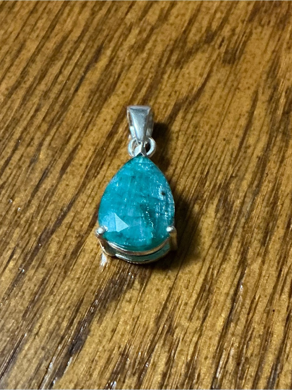 Teardrop Raw Emerald Pendant